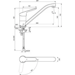 Ideal Standard Küchenarmatur Ceraflex BlueStart Chrom -Küchenarmaturen Geschäft 188267 3049 5