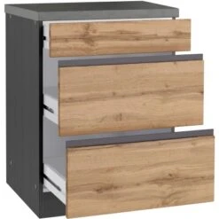 Held Möbel Küchenunterschrank Turin 60 Cm Mit Auszügen Wotaneiche/Graphit -Küchenarmaturen Geschäft 189404 11016600 S 03