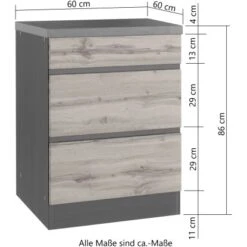 Held Möbel Küchenunterschrank Turin 60 Cm Mit Auszügen Wotaneiche/Graphit -Küchenarmaturen Geschäft 189404 11016600 VM 07