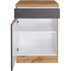 Held Möbel Küchenunterschrank Turin 60 Cm 1 Tür 1 Schublade Graphit/Wotaneiche -Küchenarmaturen Geschäft 189414 11016600 S 03