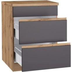 Held Möbel Kochfeldumbauschrank Turin 60 Cm Graphit/Wotaneiche -Küchenarmaturen Geschäft 189524 11016600 S 03