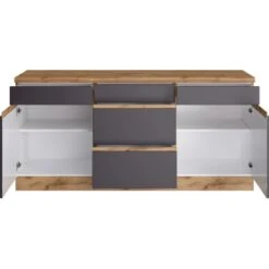 Held Möbel Küchenunterschrank Turin 180 Cm Graphit/Wotaneiche -Küchenarmaturen Geschäft 189687 11016600 S 02