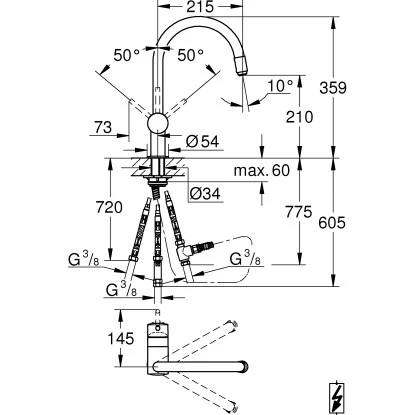 Grohe Einhand-Spültischbatterie Minta Chrom 12,5mm (1/2") C-Auslauf 4 Grohe Einhand-Spültischbatterie Minta Chrom 12,5mm (1/2") C-Auslauf – Bild 2