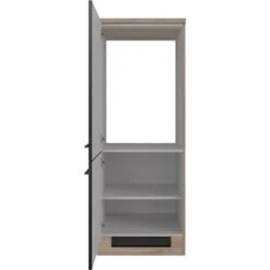 Flex-Well Exclusiv Demi-Geräteumbauschrank Capri 60 Cm Schwarz Matt-Endgrain Oak -Küchenarmaturen Geschäft 4047584070094 4051 S 02