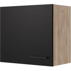 Küchenarmaturen Geschäft 28 Flex-Well Exclusiv Oberschrank Capri 60 Cm X 55 Cm Schwarz Matt-Endgrain Oak