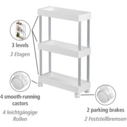 Wenko Haushalts- Und Badwagen Mino Servierwagen Haushaltswagen Mit 3 Ablagen -Küchenarmaturen Geschäft 548133 1068 12