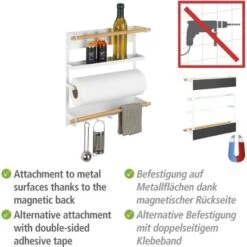 Wenko Küchenregal Magna Magnetisches Regal Zur Befestigung Ohne Bohren Weiß -Küchenarmaturen Geschäft 548534 1068 03