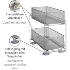 Wenko Schubladenregal 2 Etagen Metall Silber -Küchenarmaturen Geschäft 746248 1068 02