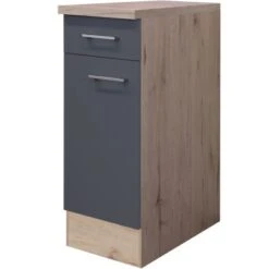 Flex-Well Exclusiv Unterschrank Morena 30 Cm Basaltgrau Matt - San Remo Eiche