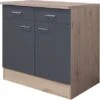 Flex-Well Exclusiv Unterschrank Morena 80 Cm Basaltgrau Matt - San Remo Eiche -Küchenarmaturen Geschäft 756480 4051 us80morena