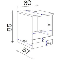 Flex-Well Herdumbauschrank Capri 60 Cm Schwarz Matt-Endgrain Oak -Küchenarmaturen Geschäft 84070186 4051 VM HU60 28mm