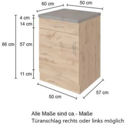 Held Möbel Unterschrank Sorrento 50 X 85 X 60 Cm Tür Schub. + EL-B. Wotan.-Graf. -Küchenarmaturen Geschäft 853764 11016600 4