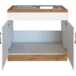 Held Möbel Spülenschrank Sorrento BxHxT 100x85x60 Cm 2 Türen Weiß-Wotaneiche -Küchenarmaturen Geschäft 853804 11016600 3