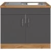 Held Möbel Spülenschrank Sorrento B100 X H85 X T60 Cm 2Türen Anthraz.-Wotaneiche -Küchenarmaturen Geschäft 853807 11016600 1