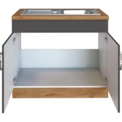 Held Möbel Spülenschrank Sorrento B100 X H85 X T60 Cm 2Türen Anthraz.-Wotaneiche -Küchenarmaturen Geschäft 853807 11016600 3