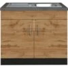 Held Möbel Spülenschrank Sorrento B100 X H85 X T60 Cm 2 Türen Wotaneiche-Grafit -Küchenarmaturen Geschäft 853821 11016600 1