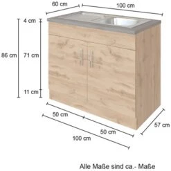 Held Möbel Spülenschrank Sorrento B100 X H85 X T60 Cm 2 Türen Wotaneiche-Grafit -Küchenarmaturen Geschäft 853821 11016600 4