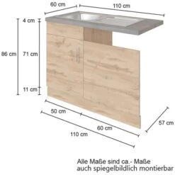 Held Möbel Spülzentrum Sorrento 110 X 85 X 60 Cm 1 Tür Blende + Sockel Wotaneic. -Küchenarmaturen Geschäft 853832 11016600 4