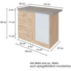 Held Möbel Eckunterschrank Sorrento 110 X 85 X 60 Cm Tür + EL-Boden Weiß-W.eich. -Küchenarmaturen Geschäft 853843 11016600 4