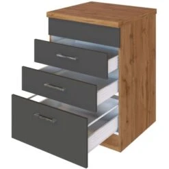 Held Möbel Kochfeldumbauschrank Sorrento 60 X 85 X 60 Cm 2 SK 1 AZ Anthr.-Wotan. -Küchenarmaturen Geschäft 853848 11016600 3