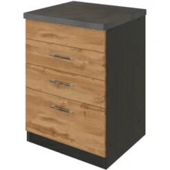 Held Möbel Kochfeldumbauschrank Sorrento 60 X 85 X 60 Cm 2 SK 1 AZ Wotan.-Graf.