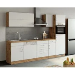 Held Möbel Ofen-Kühlschrankumbau Sorrento B60 X H200 X T60 Cm Weiß-Wotaneiche -Küchenarmaturen Geschäft 853869 11016600 10