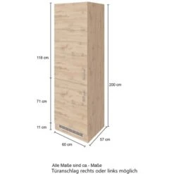 Held Möbel Kühl-Gefrierschrankumbau Sorrento B60 X H200 X T60 Cm Wotaneiche -Küchenarmaturen Geschäft 853915 11016600 4
